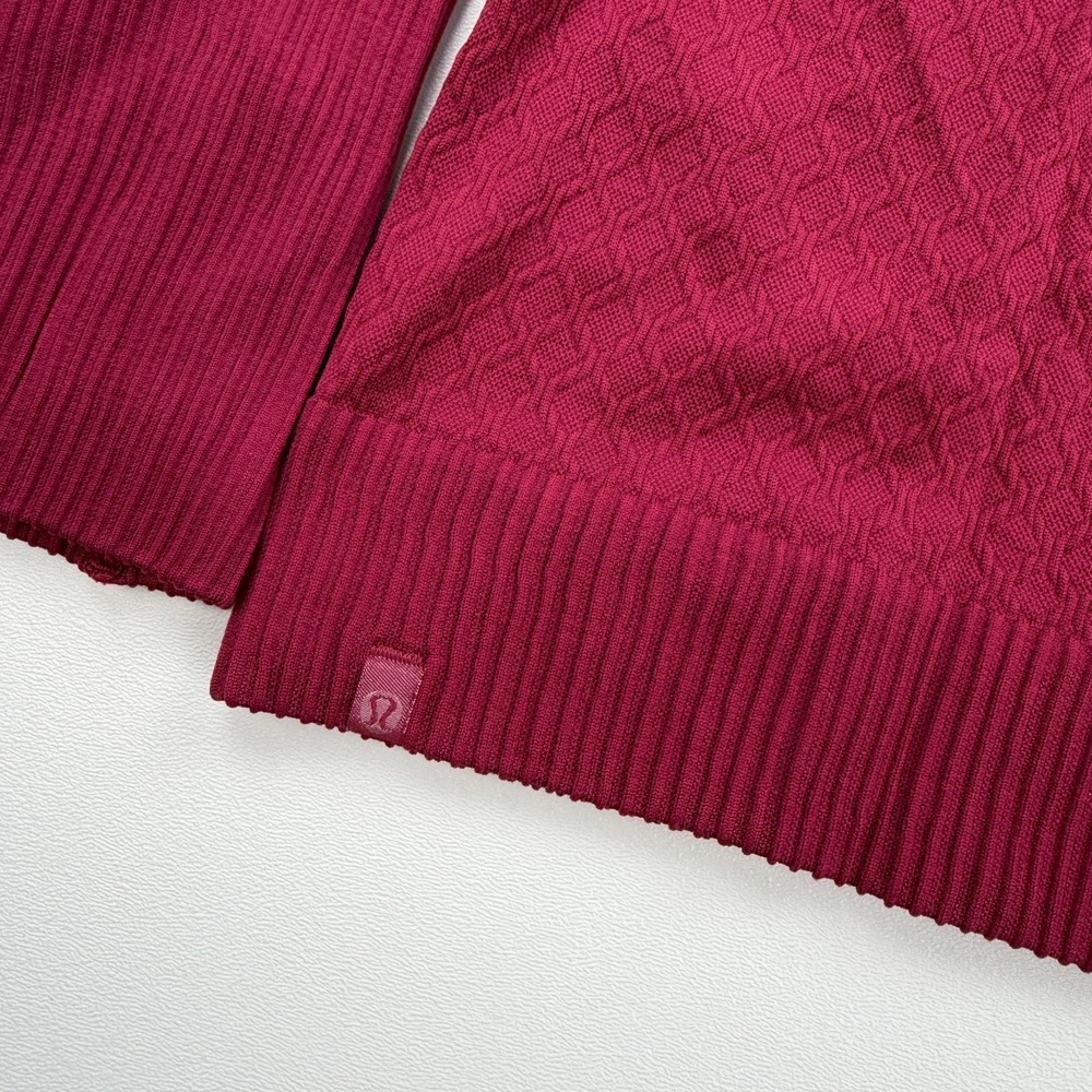 Lululemon Rest Less 1/4 Zip Pullover Womens 2 Top Thumbholes Burgundy Thumb Hole - Picture 5 of 8